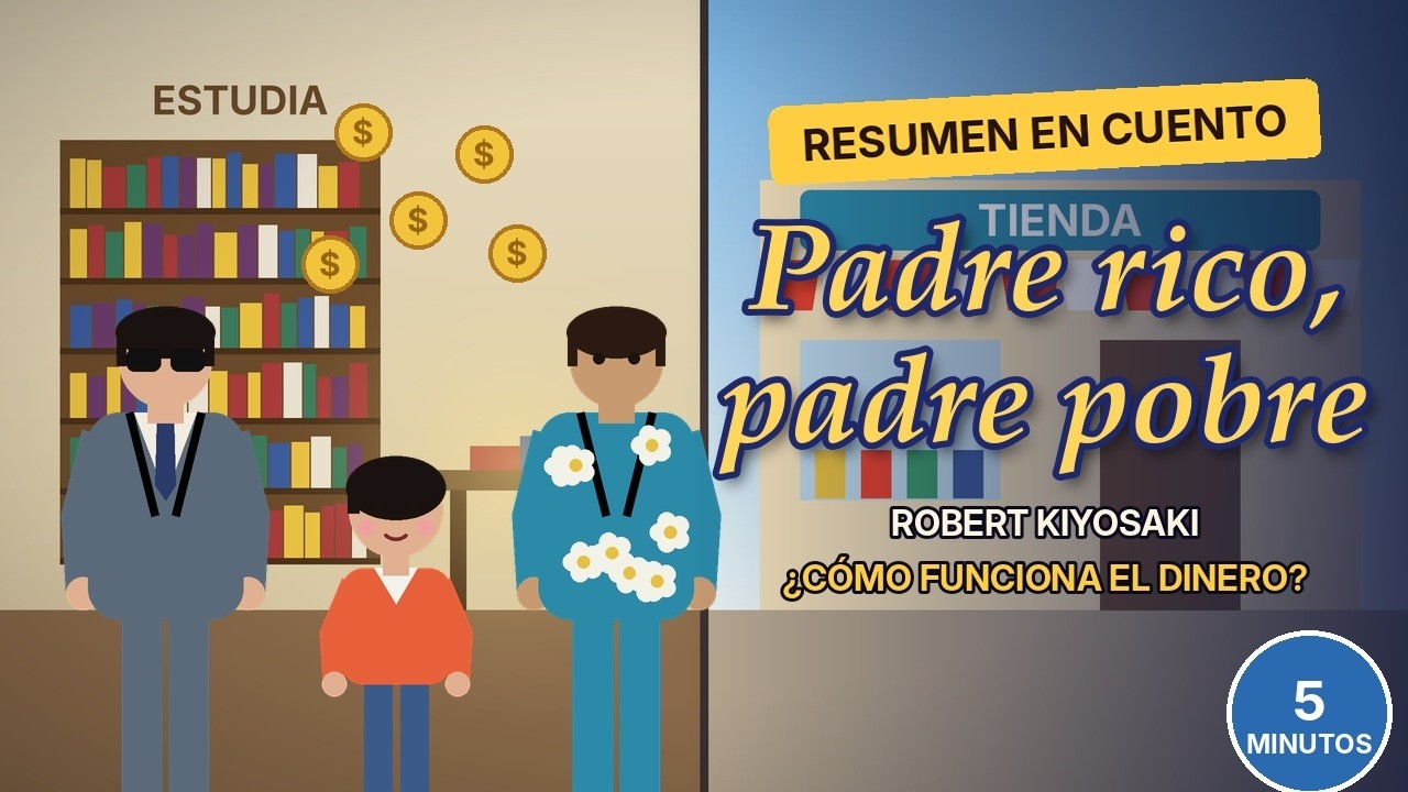 Ilustración del resumen de Padre rico, padre pobre del canal Ya me lo leí