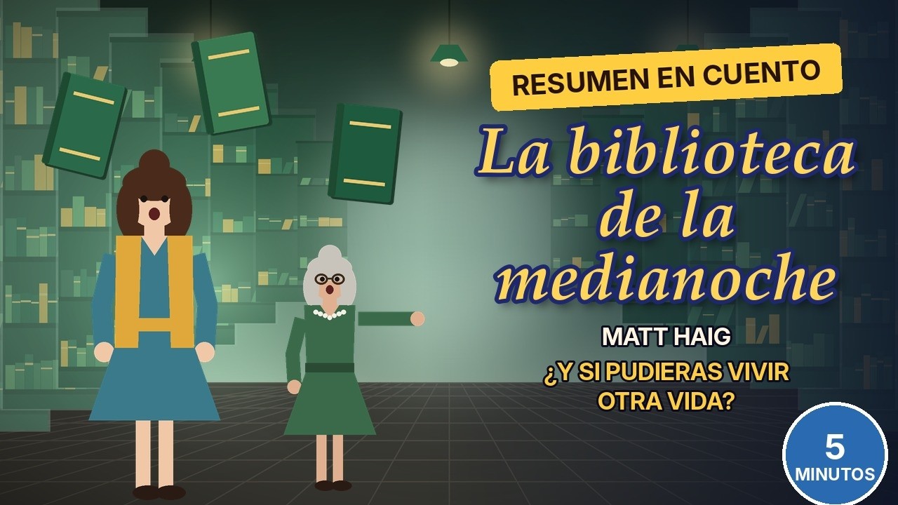 Ilustración del resumen de La biblioteca de la medianoche del canal Ya me lo leí